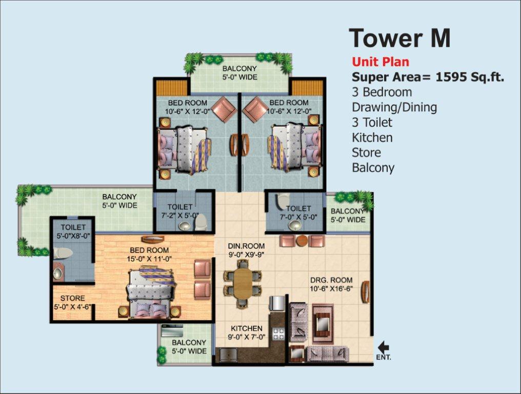 Ajnara Homes Floor Plan, Noida Extension (Greater Noida West)
