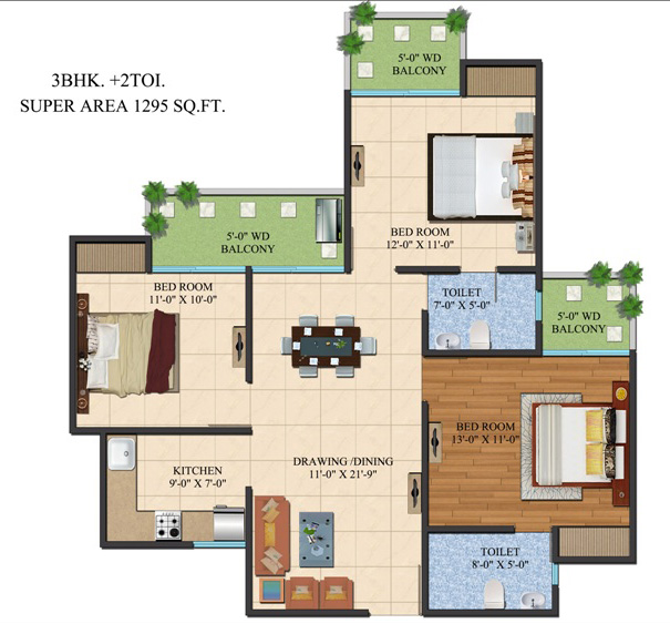 Ajnara Le Garden Floor Plan, Noida Extension (Greater